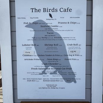 The Birds Cafe - Menu - Seafood Near Me - Bodega Bay, California The Birds Cafe - Menu - Seafood Near Me - Bodega Bay, California
