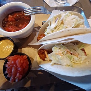 Chili's - Spicy Shrimp Tacos and black beans with Santa Fe Sauce! - American Near Me - Upland, California Chili's - Spicy Shrimp Tacos and black beans with Santa Fe Sauce! - American Near Me - Upland, California