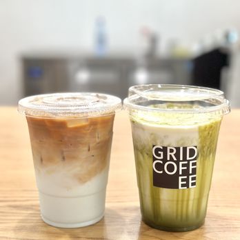 Grid Coffee - Blue Lavender Caffe Latte & Cream Matcha - Coffee & Tea Near Me - Diamond Bar, California