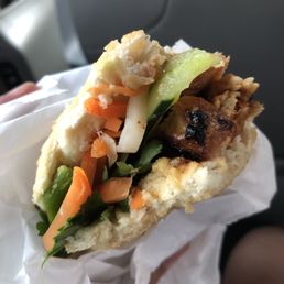 The grilled chicken banh minus the bomb! I asked for extra serving of cilantro. The grilled chicken banh minus the bomb! I asked for extra serving of cilantro.