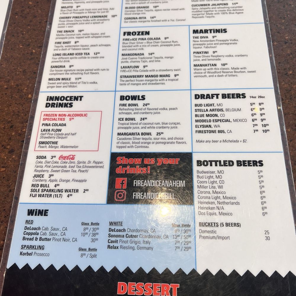 Fire + Ice - Menu - New American Near Me - Anaheim, California Fire + Ice - Menu - New American Near Me - Anaheim, California