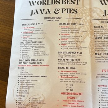 World's Best Java & Pies - Breakfast menu - Venues & Event Spaces Near Me - Springdale, Arkansas