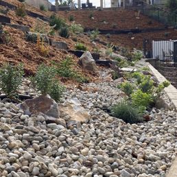 This showcases the rock garden area of the slope that runs the entire length of the slope.