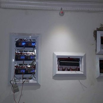 EZ Audio Video Data Solutions - Neat Wire Management in Custom Wall Rack , work in progress - Home Theatre Installation Near Me - Los Angeles, California