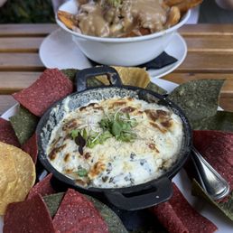 artichoke dip and poutine artichoke dip and poutine