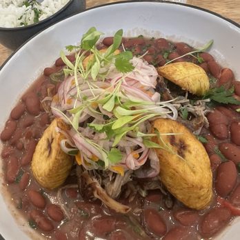 Libélula Bakery and Kitchen - Paella with beans and rice on the side - Dominican Near Me - Montclair, New Jersey