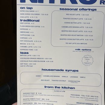The Nitro Bar - The menu. - Coffee & Tea Near Me - Newport, Rhode Island