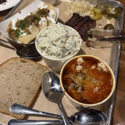 Brisket, perogies, Potato Salad and Mabel's Chili Brisket, perogies, Potato Salad and Mabel's Chili