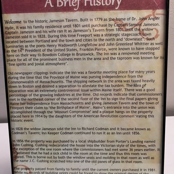 Jameson Tavern Restaurant - History of the tavern - Seafood Near Me - Freeport, Maine