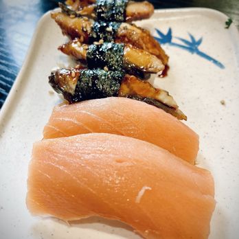 Ohana Sushi - (Back) unagi, (Front) smoked salmon - Sushi Bars Near Me - Sparks, Nevada Ohana Sushi - (Back) unagi, (Front) smoked salmon - Sushi Bars Near Me - Sparks, Nevada
