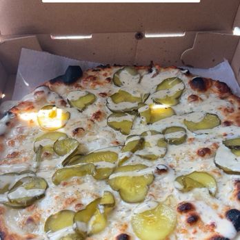 Bucks Coal Fired Pizza - Personal size Pickle pizza $14 Took him about 5 min to make - Pizza Near Me - North Palm Beach, Florida Bucks Coal Fired Pizza - Personal size Pickle pizza $14 Took him about 5 min to make - Pizza Near Me - North Palm Beach, Florida