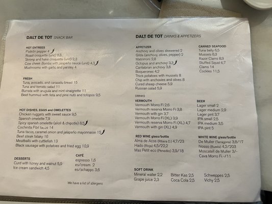 Menu photo 1 Dalt de Tot Barcelona, B