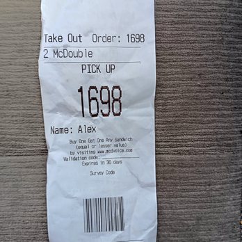 McDonald's - receipt - Burgers Near Me - Riverside, California