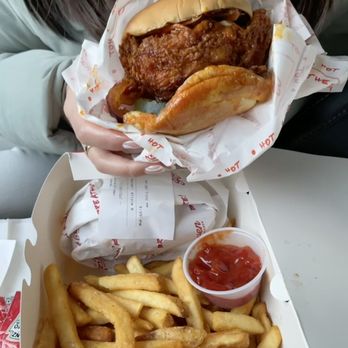 Haven Hot Chicken - THE Sandwich Combo (Hot) & Fries - Chicken Shop Near Me - New Haven, Connecticut Haven Hot Chicken - THE Sandwich Combo (Hot) & Fries - Chicken Shop Near Me - New Haven, Connecticut