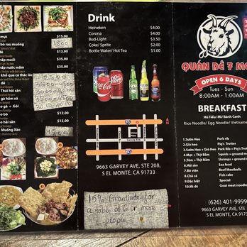 Quan De 7 Mon - Menu - Vietnamese Near Me - South El Monte, California Quan De 7 Mon - Menu - Vietnamese Near Me - South El Monte, California
