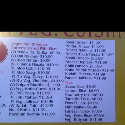 Menu photo 1 Spice Indian Houston, TX