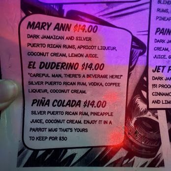 Tiki-Ko - Part of the menu - Tiki Bars Near Me - Bakersfield, California
