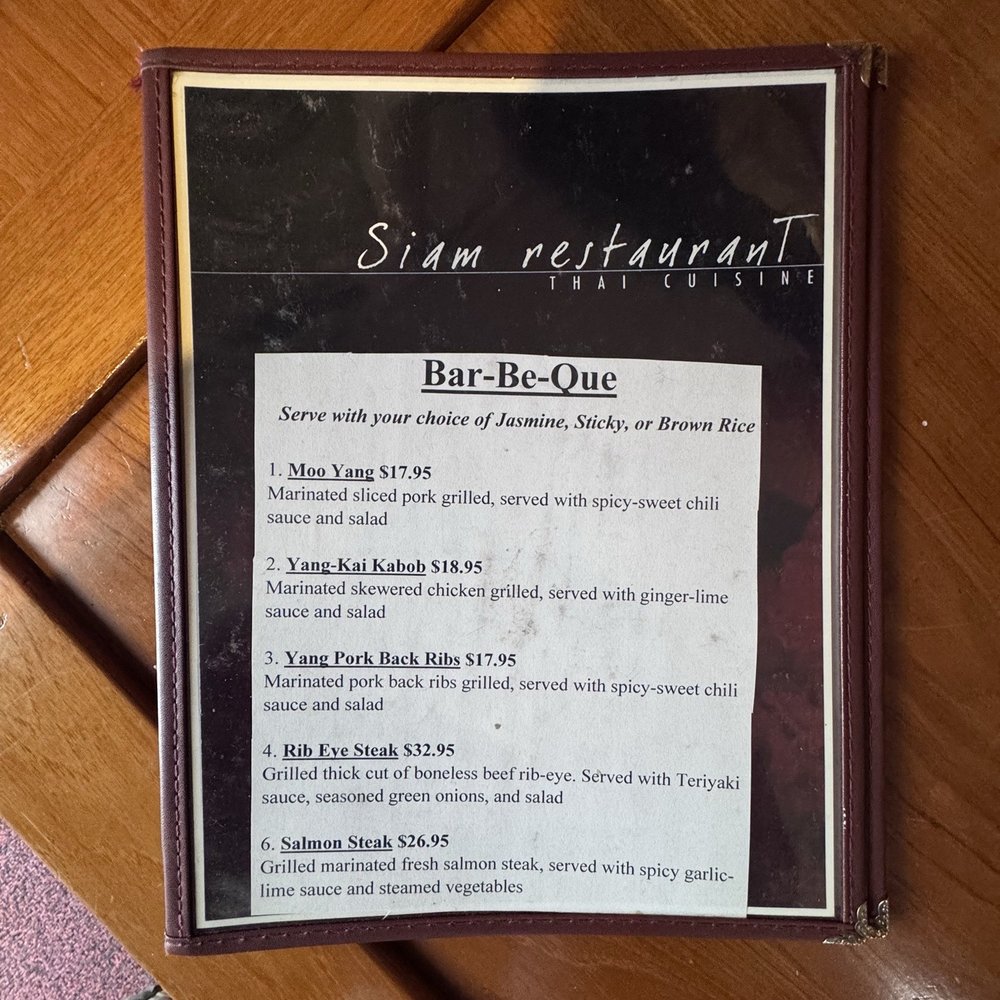 Siam Restaurant - Specialties as of 12/2025 - Thai Near Me - Sacramento, California