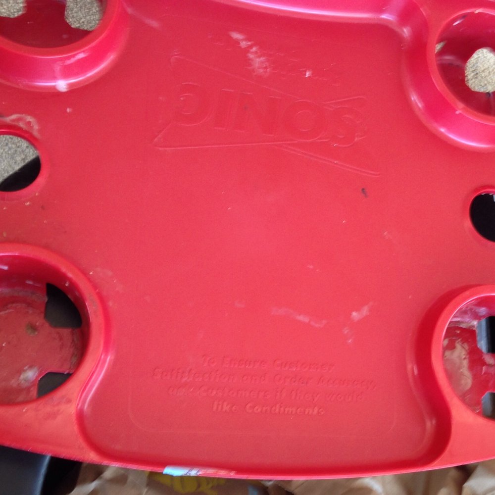 Sonic Drive-In - Absolutely filthy serving tray. If you must eat at Sonic, choose the drive through, so that avoid this! - Burgers Near Me - Fullerton, California