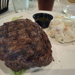 Ribeye steak with potato salad