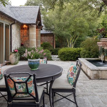 M. M. Moore Construction Company - We added this courtyard and water feature just off the front entrance to provide an additional living area outside. - Landscaping Near Me - Addison, Texas M. M. Moore Construction Company - We added this courtyard and water feature just off the front entrance to provide an additional living area outside. - Landscaping Near Me - Addison, Texas