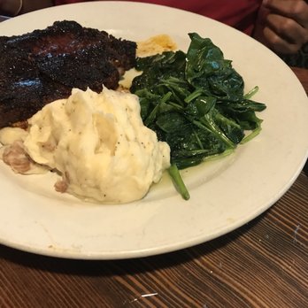 740 Front - Rib eye steak with garlic mashed potatoes and spinach - Seafood Near Me - Louisville, Colorado