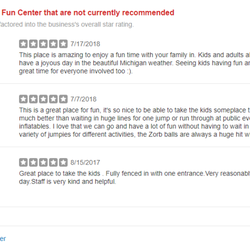 Jump Around Fun Center - Here our the good reviews that Yelp won't include on their site for our business! They only posted one negative review that was untruthful.