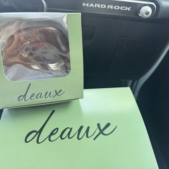 Deaux - Boxed to go.   Recommend warming doughnut and eating there. - Donuts Near Me - Redlands, California