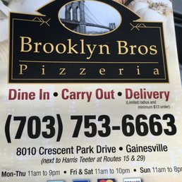 Brooklyn Bros Pizzeria, Gdainesville VA