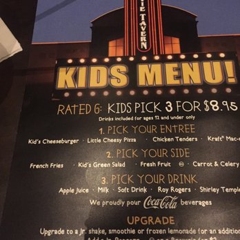 Movie Tavern Denton - The kids three part menu! - Cinema Near Me - Denton, Texas Movie Tavern Denton - The kids three part menu! - Cinema Near Me - Denton, Texas