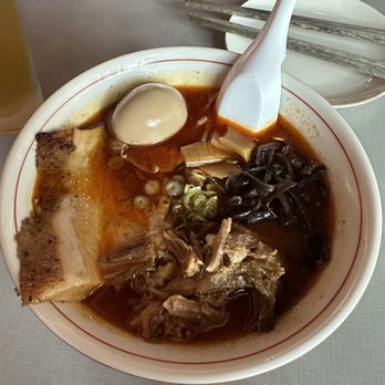 Xinji Noodle Bar - Black Garlic Tonkatsu with added spice and Soy Egg - Noodles Near Me - Cleveland, Ohio Xinji Noodle Bar - Black Garlic Tonkatsu with added spice and Soy Egg - Noodles Near Me - Cleveland, Ohio