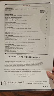 Menu photo 2 Cobblestone Zionsville Zionsville, IN Menu photo 2 Cobblestone Zionsville Zionsville, IN
