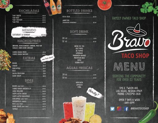 Menu photo 5 Bravo Taco Shop Las Vegas, NV