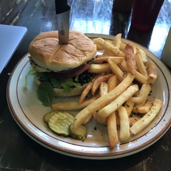 The Wayward Cafe - Pesto "chicken" sandwich and fries (wish the fries were crispier!) - Breakfast & Brunch Near Me - Seattle, Washington