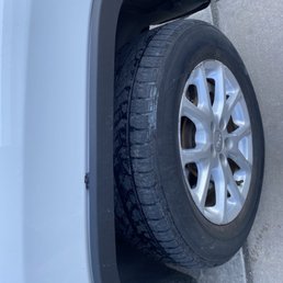 The blck gum that was supposed to hold fender to Jeep.