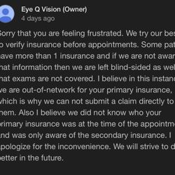 Eye Q Vision - The owners response