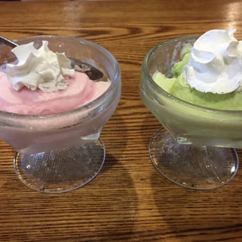 Sushi OK - Strawberry and green tea ice cream on the house! More like a sorbet than ice cream, but still tasty. - Sushi Bars Near Me - Riverside, California Sushi OK - Strawberry and green tea ice cream on the house! More like a sorbet than ice cream, but still tasty. - Sushi Bars Near Me - Riverside, California