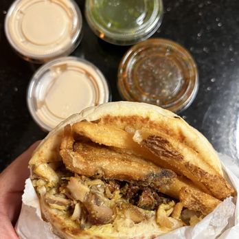 Falafel Stop - My Shawarma came with these 3 sauces - Falafel Near Me - Sunnyvale, California