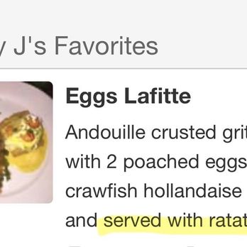 Jimmy J's Cafe - Eggs Lafitte menu description - Breakfast & Brunch Near Me - New Orleans, Louisiana Jimmy J's Cafe - Eggs Lafitte menu description - Breakfast & Brunch Near Me - New Orleans, Louisiana