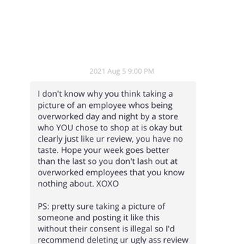 Zara - Employee threatening me lol - Men's Clothing Near Me - San Diego, California