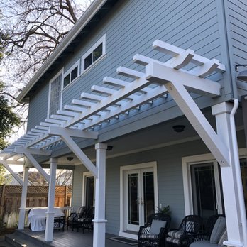 NorthStar Painting - Rear yard trellis and columns, fascia boards and gutters prepped and painted - Painters Near Me NorthStar Painting - Rear yard trellis and columns, fascia boards and gutters prepped and painted - Painters Near Me