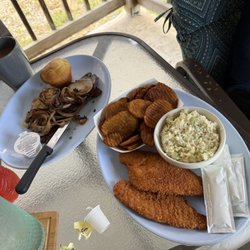 Janice's Diner - Liver and onions, flounder, slaw and chips.