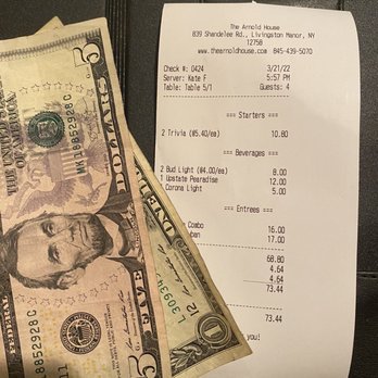 The Arnold House - Bill & change I got - New American Near Me - Livingston Manor, New York The Arnold House - Bill & change I got - New American Near Me - Livingston Manor, New York