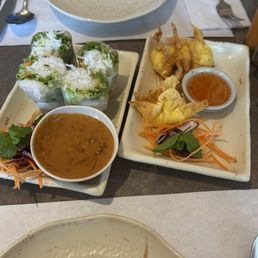 spring rolls and crab rangoons