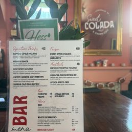 Bar menu