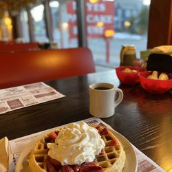 Keyes Pancake House - Strawberry waffle with strawberries