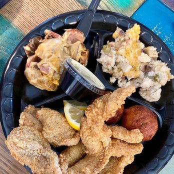 Moe's Original Bar B Que - Fried catfish plate with sheppards pie and cheese tots - Barbeque Near Me - Orange Beach, Alabama Moe's Original Bar B Que - Fried catfish plate with sheppards pie and cheese tots - Barbeque Near Me - Orange Beach, Alabama