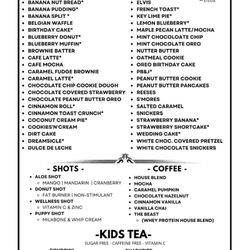 Revitalize Nutrition - Shake Menu