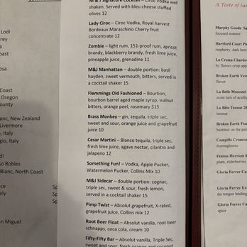M & J Bistro - Cocktail menu - New American Near Me - Tracy, California M & J Bistro - Cocktail menu - New American Near Me - Tracy, California