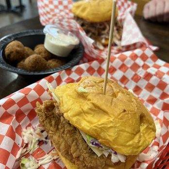 Chubby's Cafe - Southern Crispy Chicken Sandwich, hush puppies, and pulled pork sandwich - Burgers Near Me - Riverton, Utah Chubby's Cafe - Southern Crispy Chicken Sandwich, hush puppies, and pulled pork sandwich - Burgers Near Me - Riverton, Utah